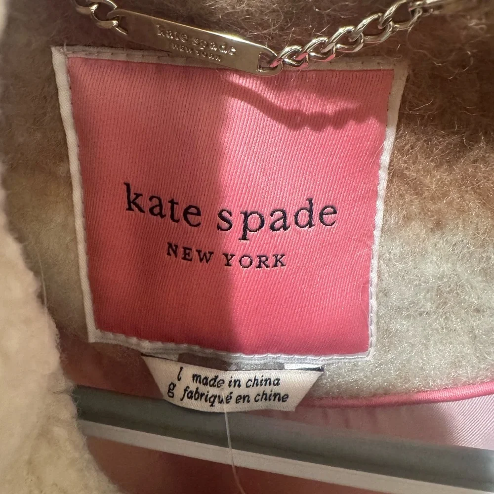 Kate Spade Belted Maxi Wool with Sherpa Detail Buffalo Plaid Coat